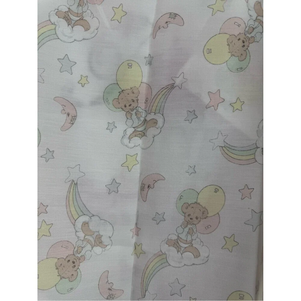 Vintage fabric scarf or tapestry ect Cream Pastel Teddy & Rainbow Wrap Scarf